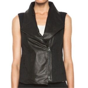 VINCE Leather and linen vest